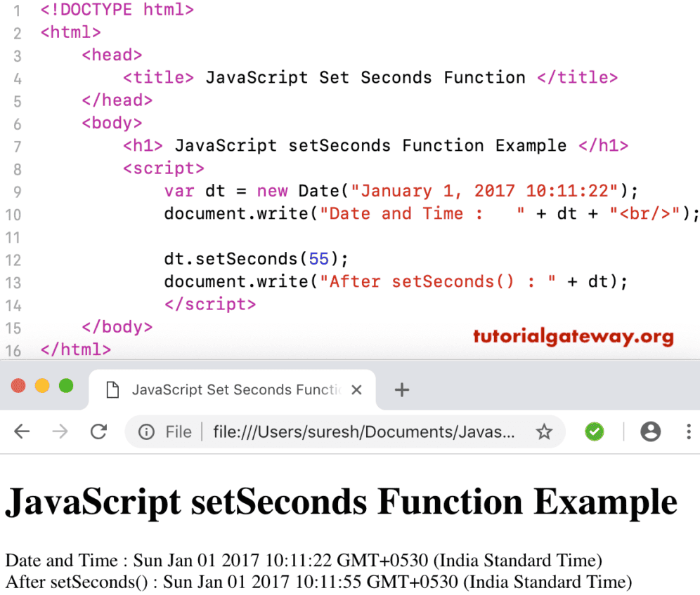setSeconds Function example