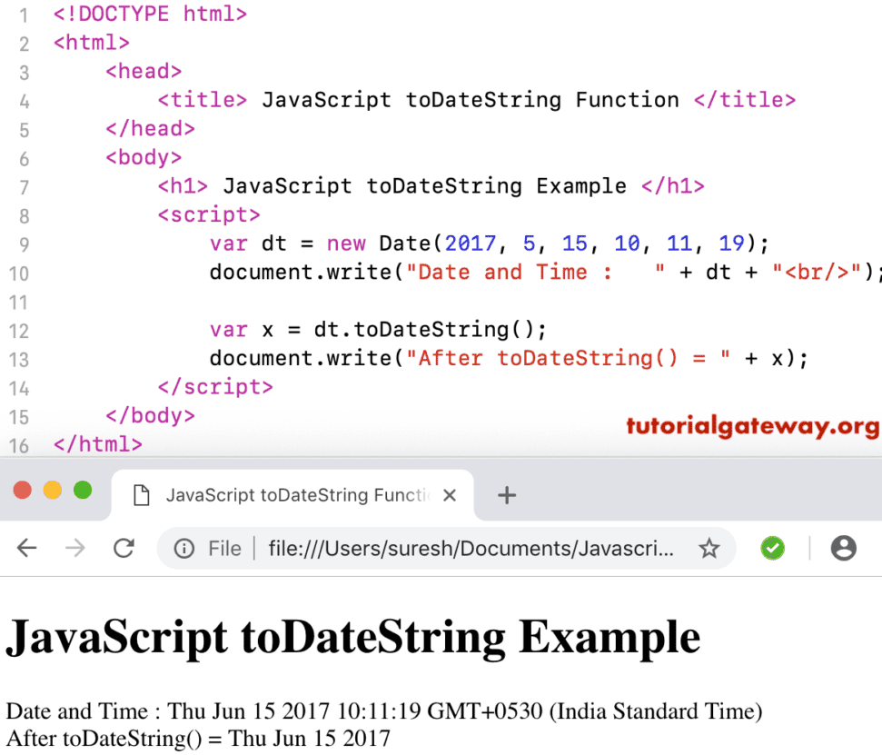 toDateString Function Example