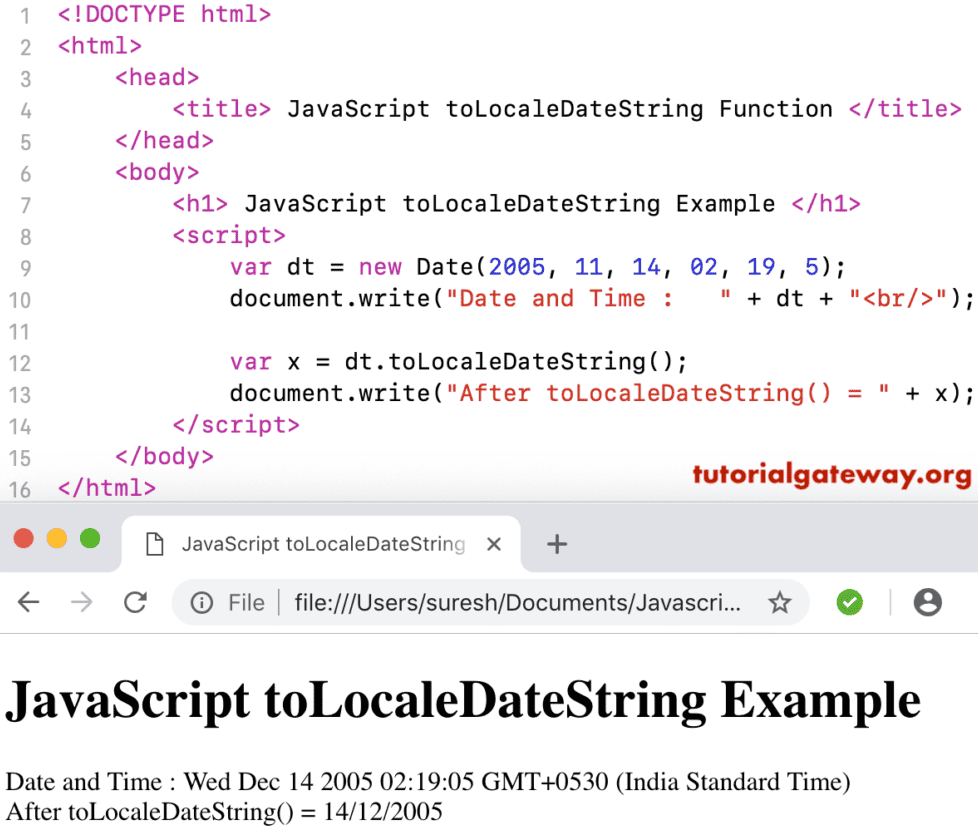 toLocaleDateString Function Example