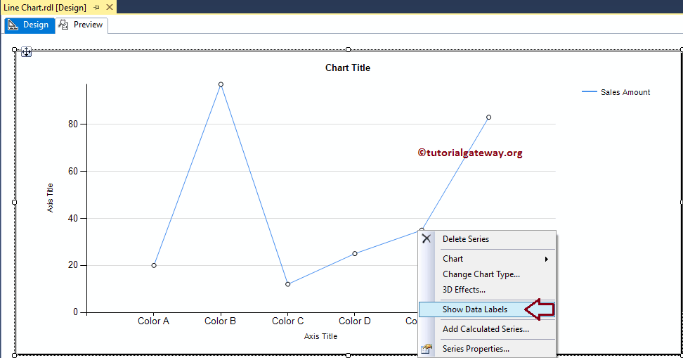 Show Data labels of Line Chart