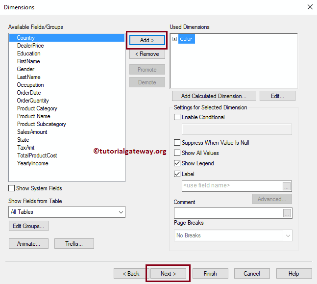 Add Dimension Fields 6