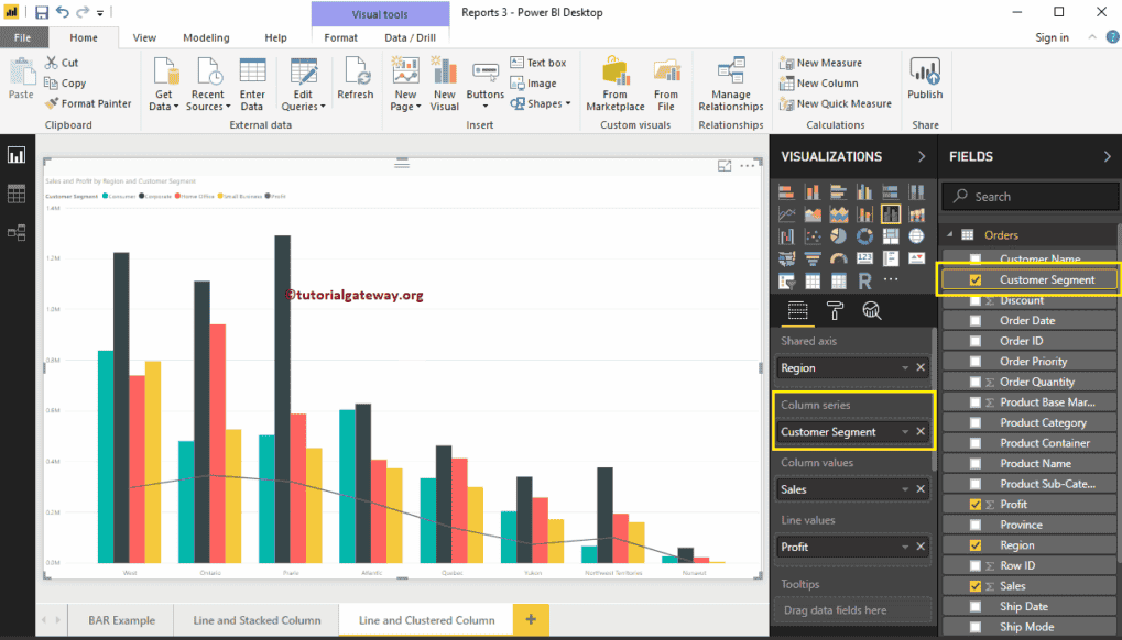 Line and Clustered Column Chart in Power BI 4