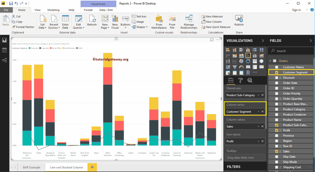 Line and Stacked Column Chart 9