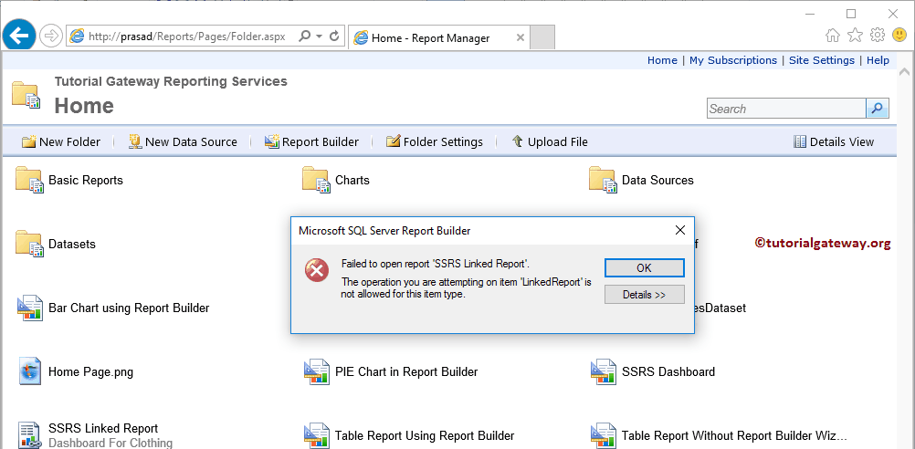 Linked Reports Errors