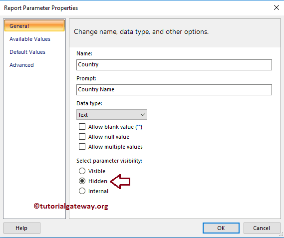 Linked Report Parameter Properties