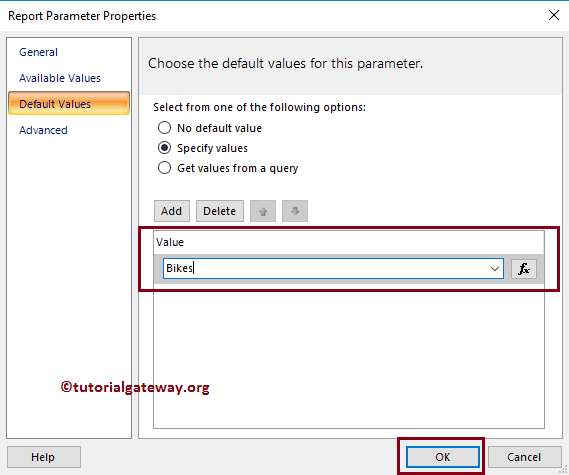 Linked Report Default Value