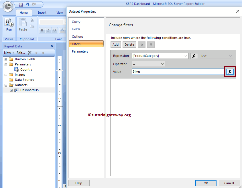 Linked Reports Dataset Filter