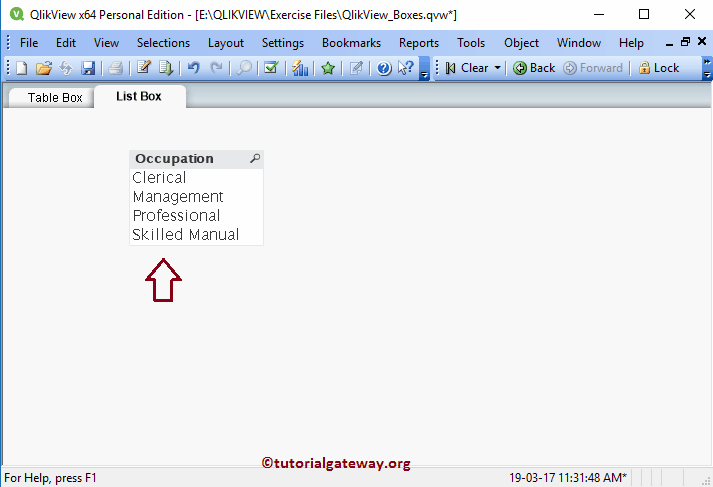List Box in QlikView 9