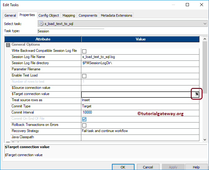Load Data From Text File Target Connection Value