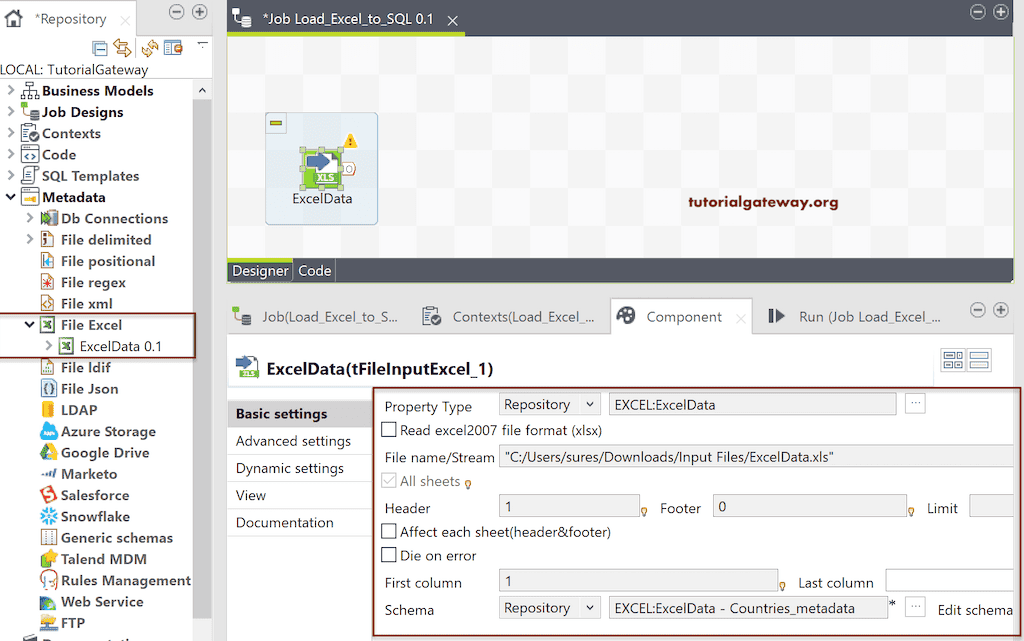 Load Excel Data into Database in Talend 1