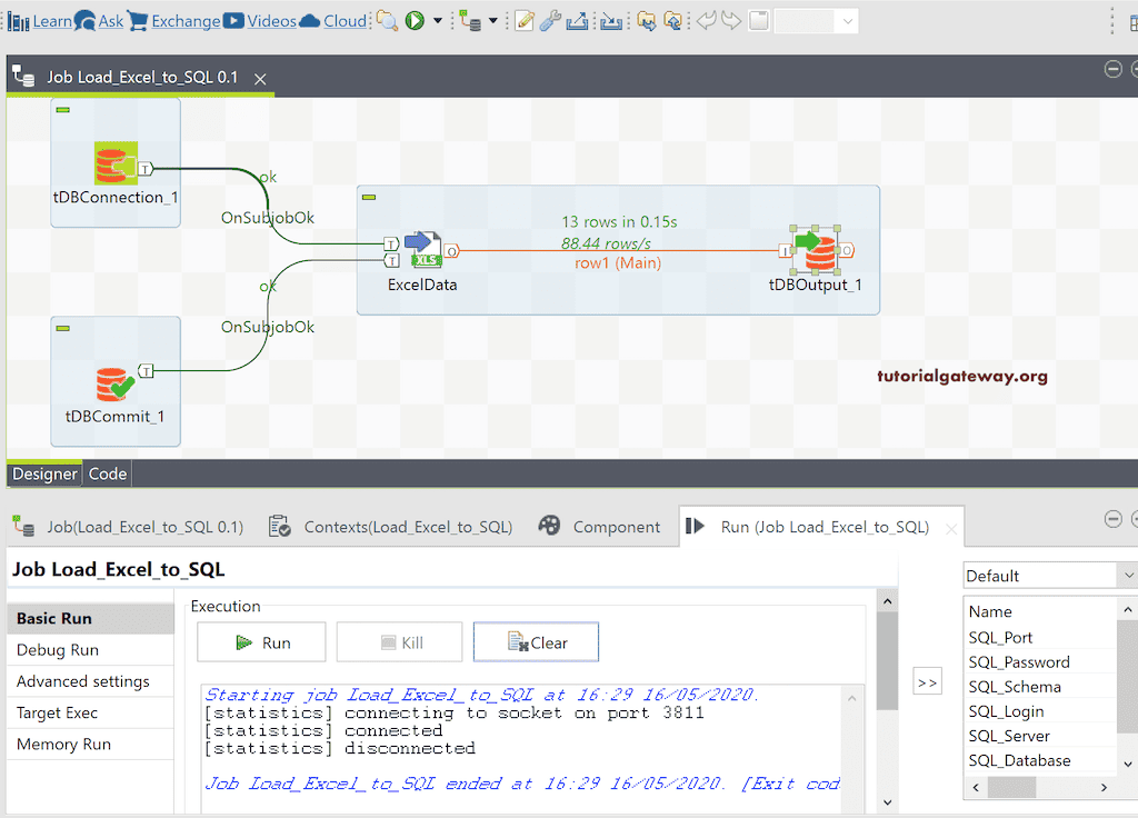 Run the Job to Load Excel Data into Database in Talend