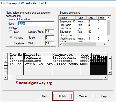Flat File Import Wizard Step 3