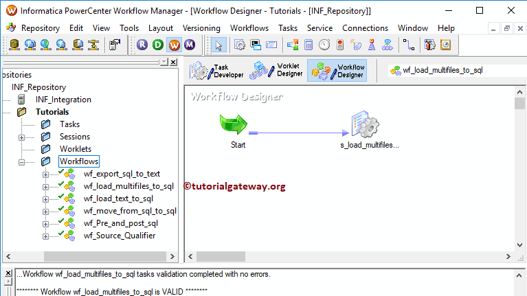 Start Load Multiple Text Files to SQL Server in Informatica Workflow