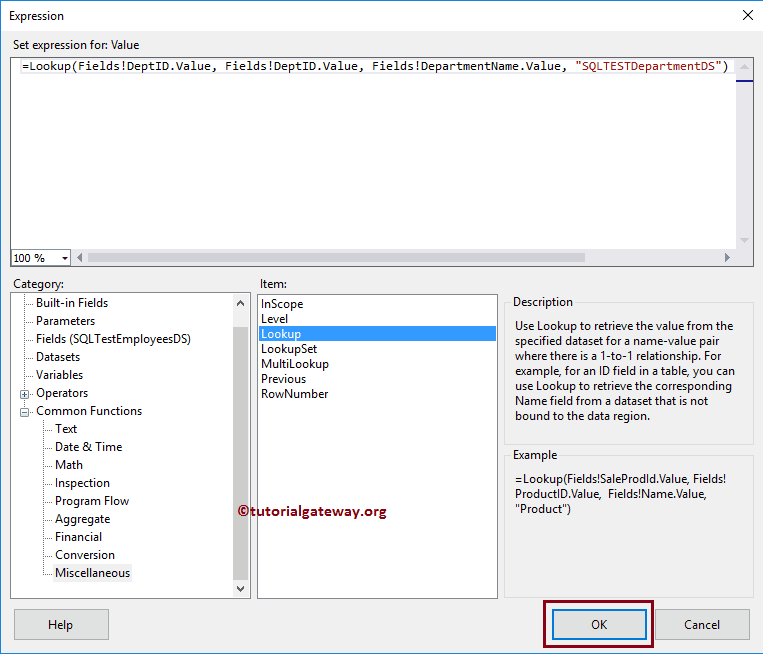SSRS Lookup Function 2