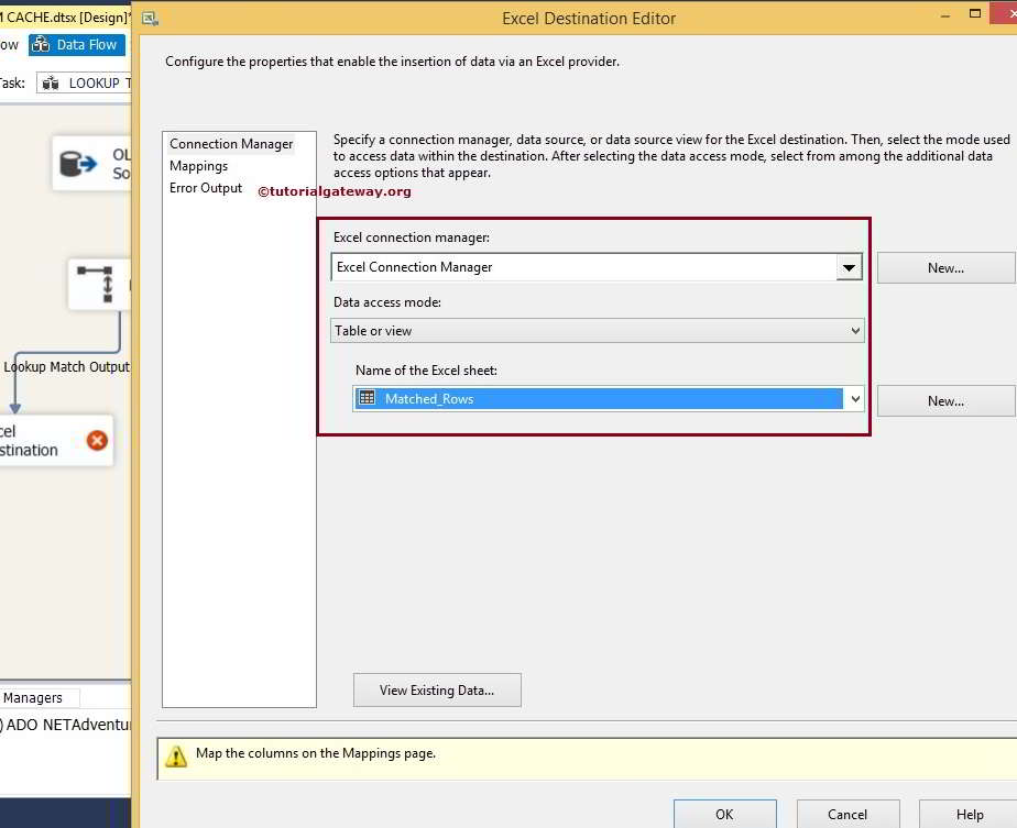 Destination Table Editor