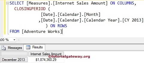 MDX CLOSINGPERIOD FUNCTION 2