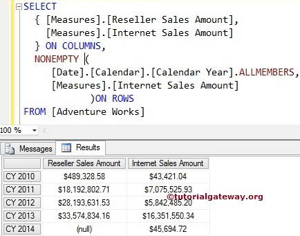 MDX NONEMPTY FUNCTION