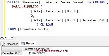 MDX PARALLELPERIOD FUNCTION 1