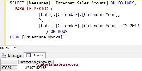 PARALLELPERIOD FUNCTION 2