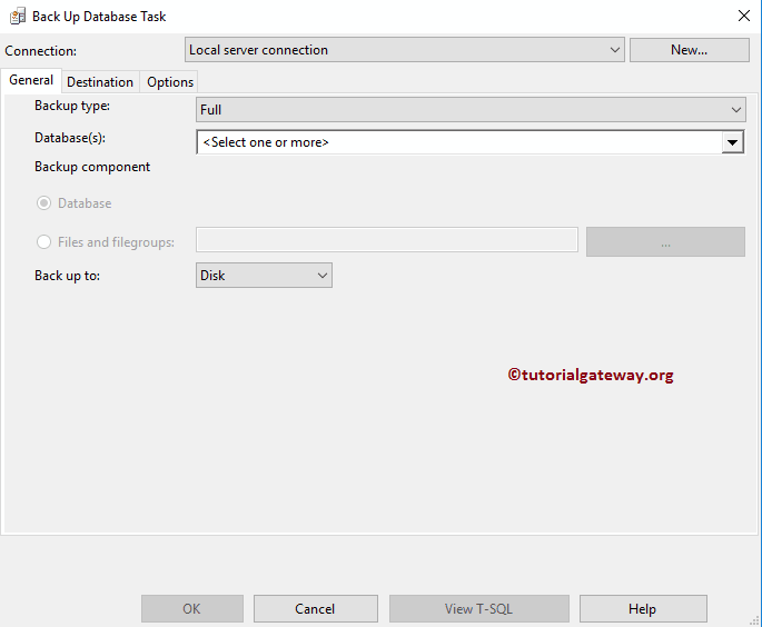Backup Database Task General Settings 10