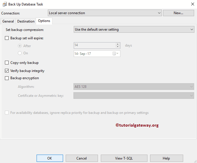 Back Up Database Task Conection 15
