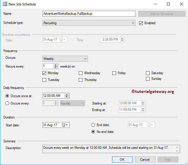 New Job Schedule Frequency 21