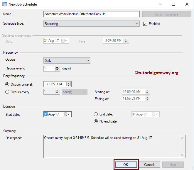 Maintenance Plan New Job Schedule 22