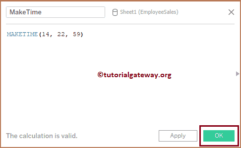 Tableau MakeTime Function 17