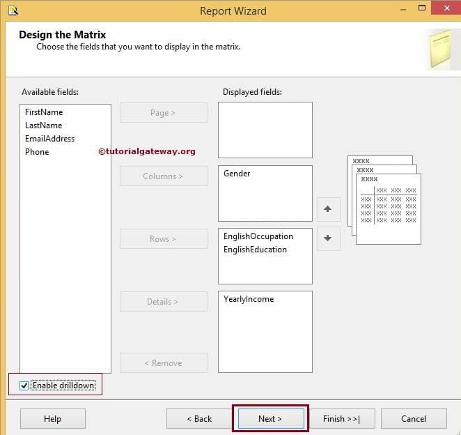 Design Matrix using Report Wizard 2