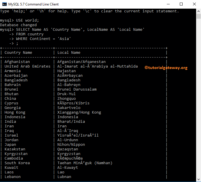AS Names Command prompt Example 5
