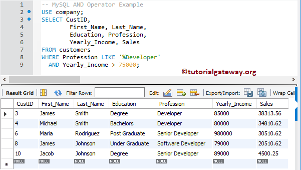 AND Operator Example 2