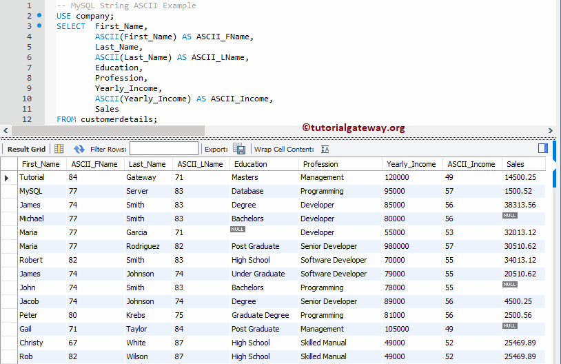 ASCII Function Example 2