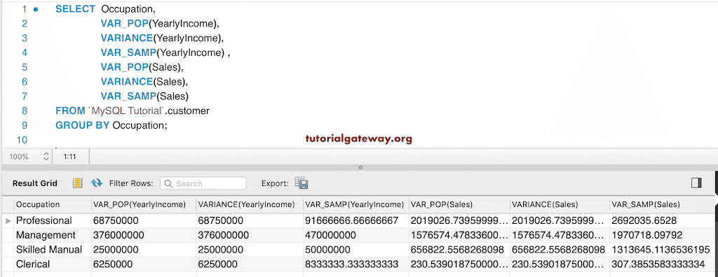 Aggregate VARIANCE, VAR_POP, and VAR_SAMP Functions 7