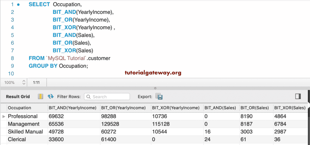 Bitwise and, or, xor example 9