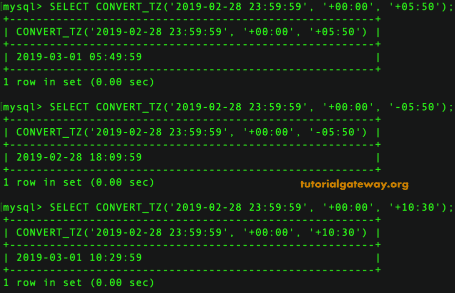 CONVERT_TZ Function Example