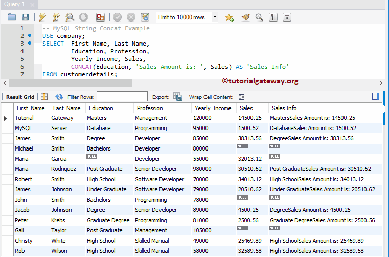 MySQL Concat String Function with null values 3