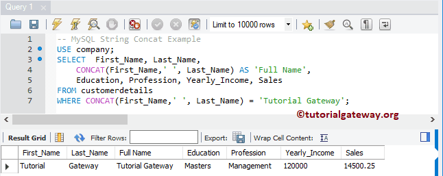 Concat String Function and where clause 4