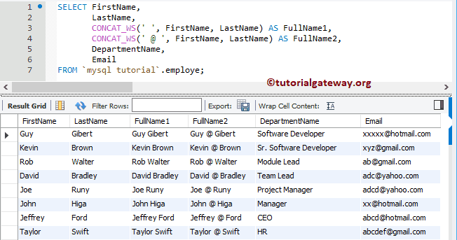 Concat_ws string function 3
