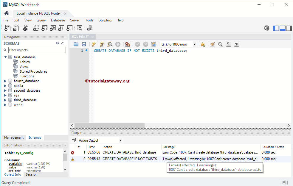 Create Database If not Exists 16