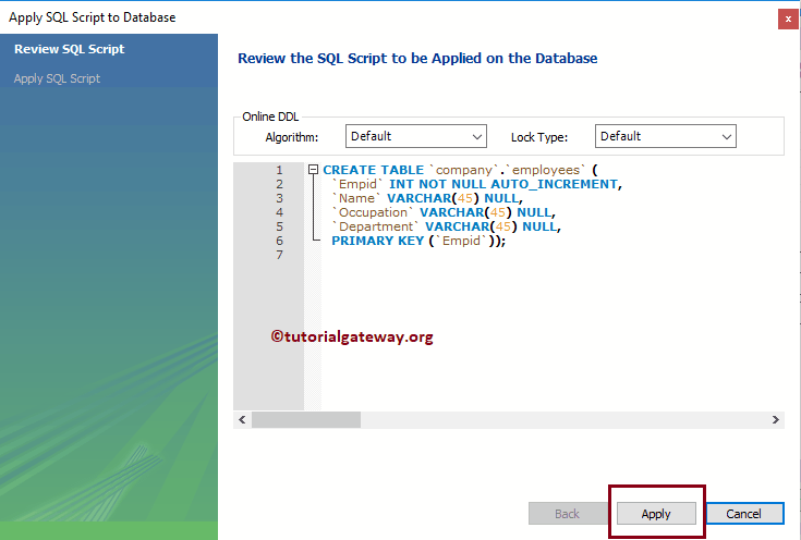 Create Table Example 16