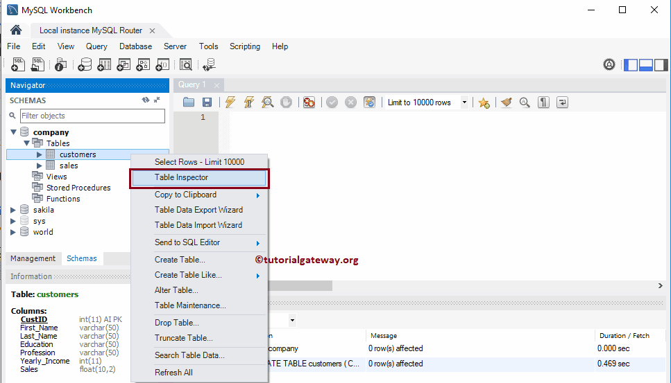 Inspector Option in workbench 6