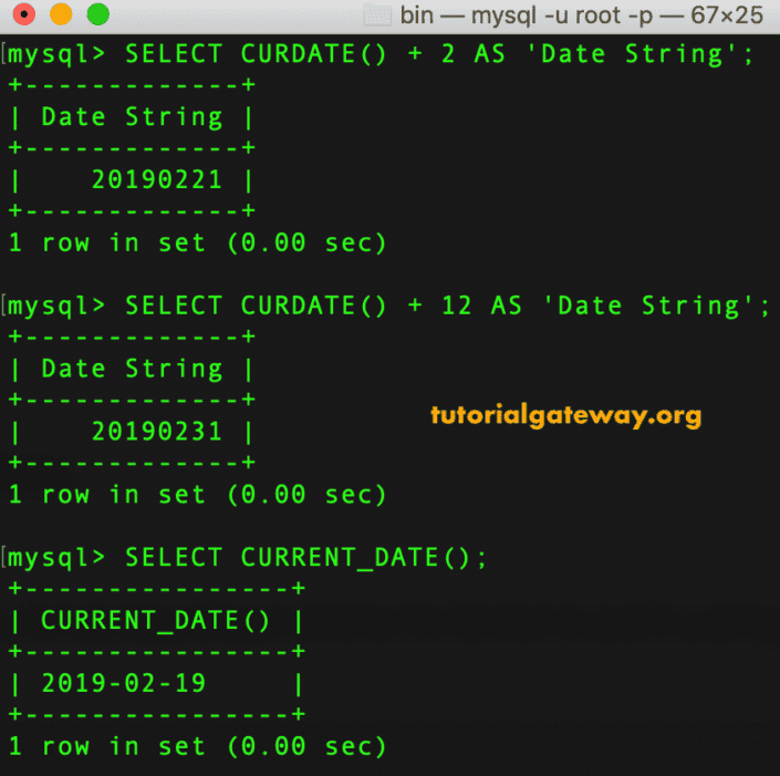 Current Date Example 1