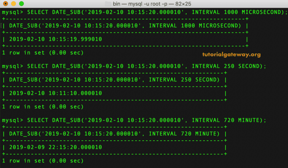 Subtract Dates Example 1