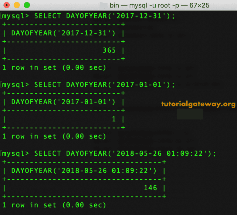 DAY OF YEAR Example 1