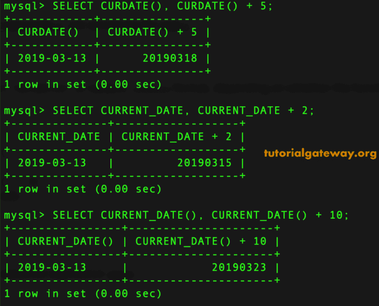 MySQL Date Functions 2