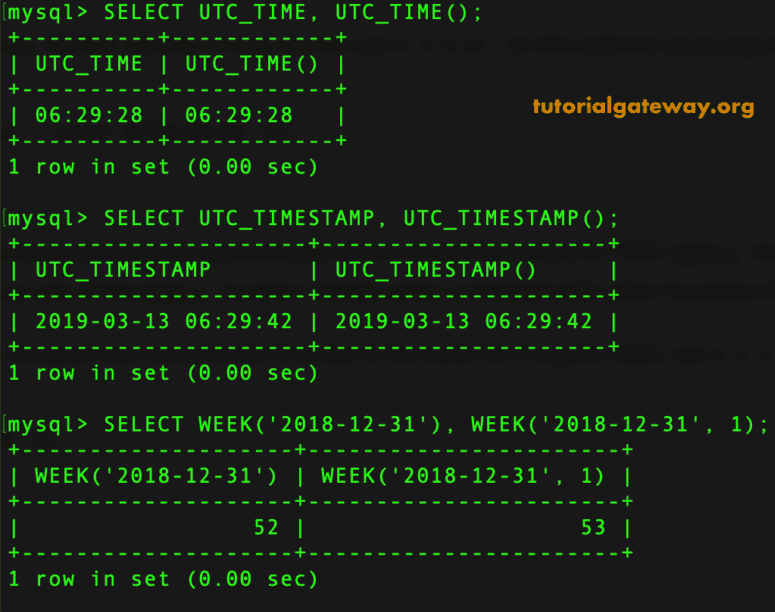 UTC_TIME and UTC_TIMESTAMP Example 20