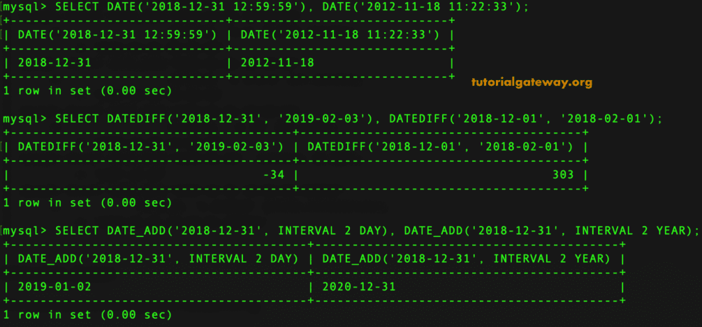 MySQL Date Functions 4