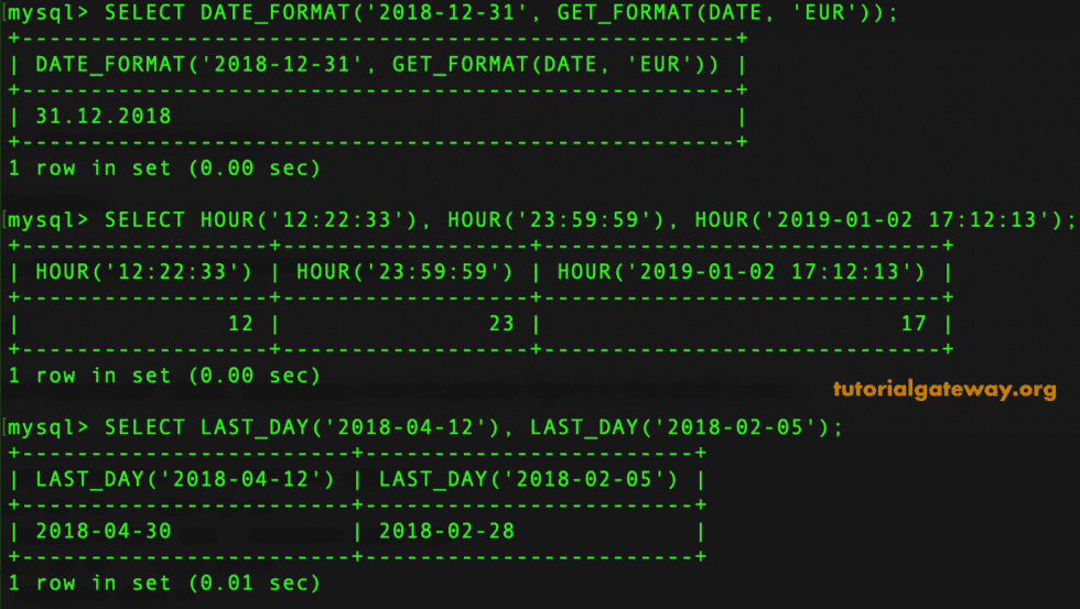 HOUR and LAST_DAY Example 8