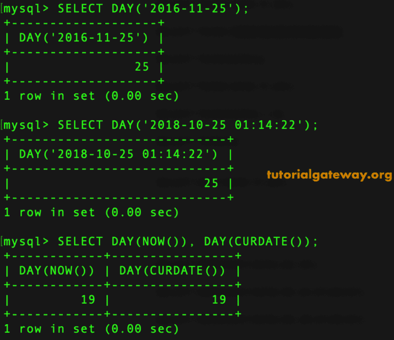 MySQL Day Function 3