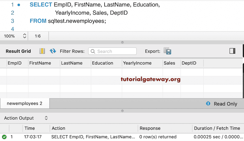 Empty Table Without any Records 14